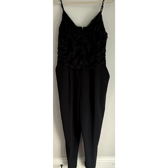 Express Womens Lace Bodice Cami Jumpsuit V-Neck Sleeveless Black Size XL - Picture 3 of 8